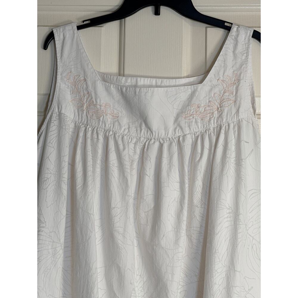Cato Nightgown 22/24 White Cotton/poly Embroidered Floral Sleeveless Ruffle Hem